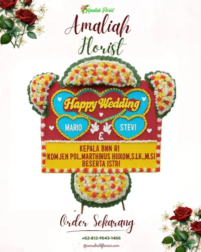 Karangan Papan Bunga Pernikahan di Margosari